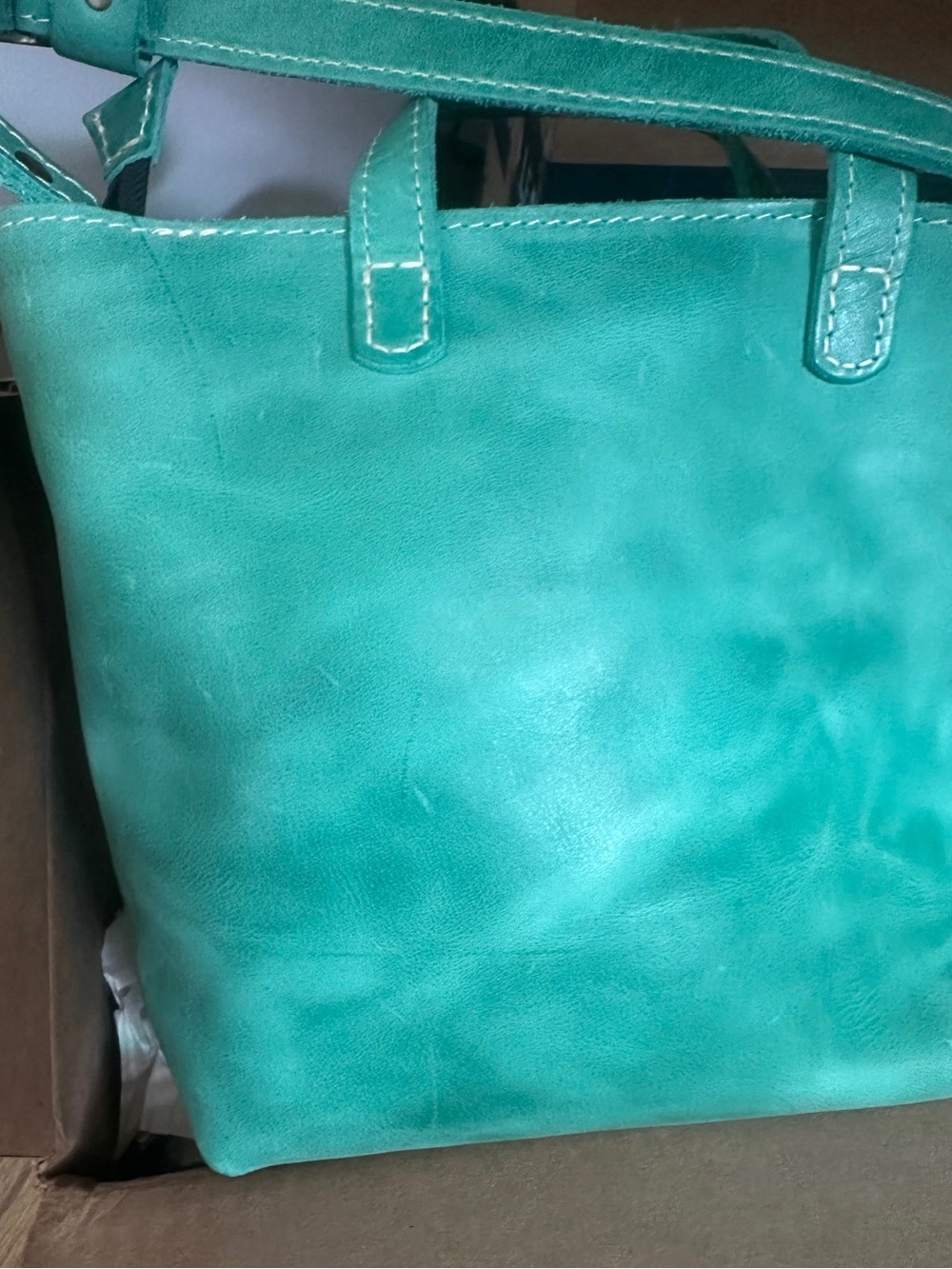 Portland Leather Mini Crossbody Tote in Reef - Picture 9 of 13